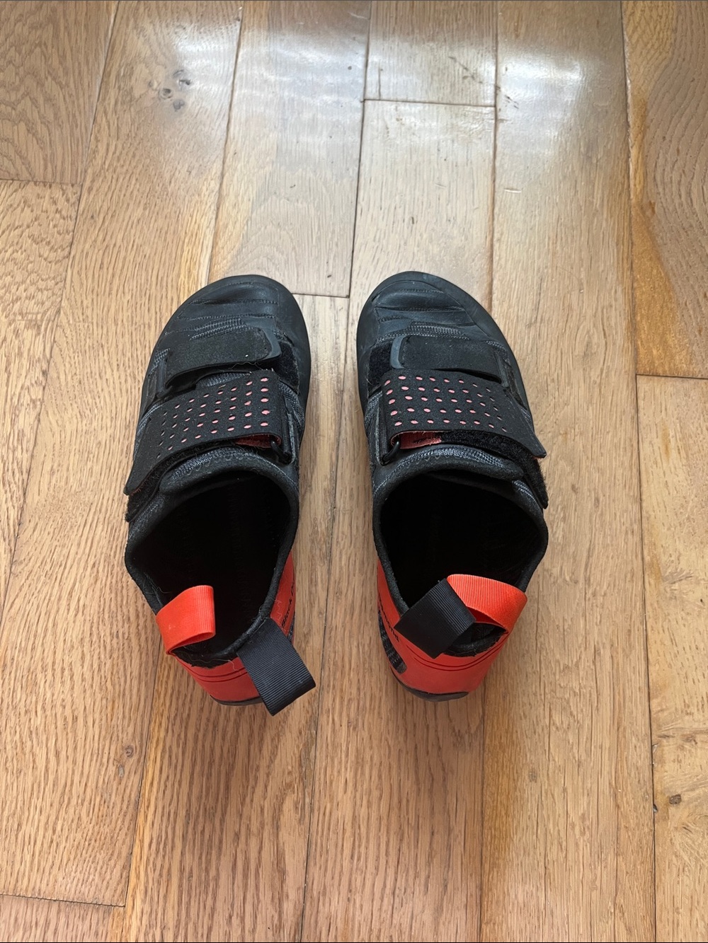 Black Diamond Black and Red Climbing Shoes with Velcro Closure